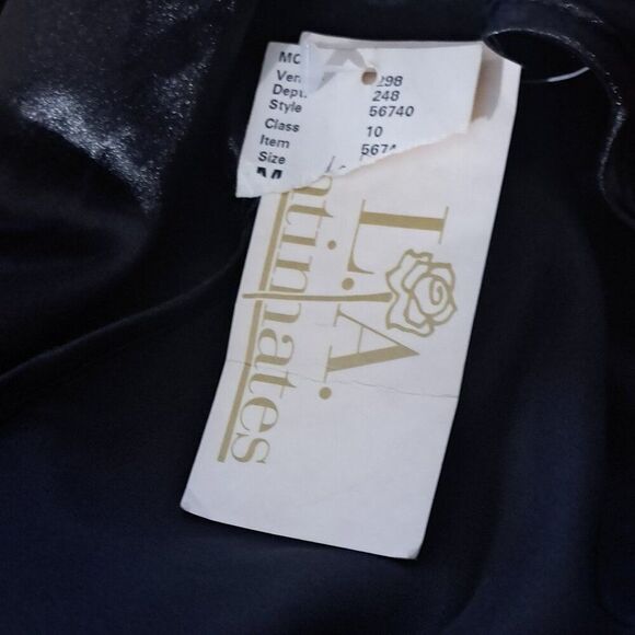L.A. Intimates VTG Made In USA Women's Black Satin Slip Dress Medium - Picture 7 of 7